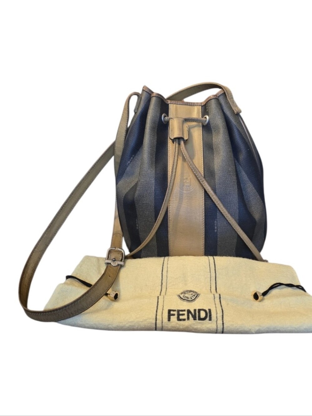 Fendi Vintage 80's-90's Pequin Bucket Bag w/ Dustbag In EUC